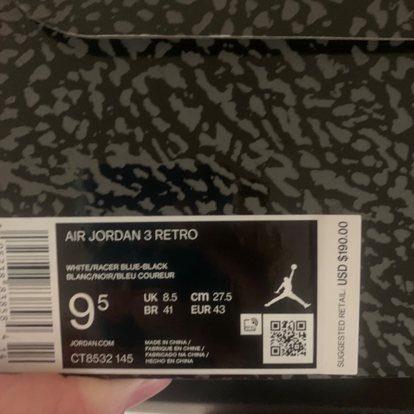 2021 Air Jordan 3 Retro Racer Blue sz 9.5 main image 5